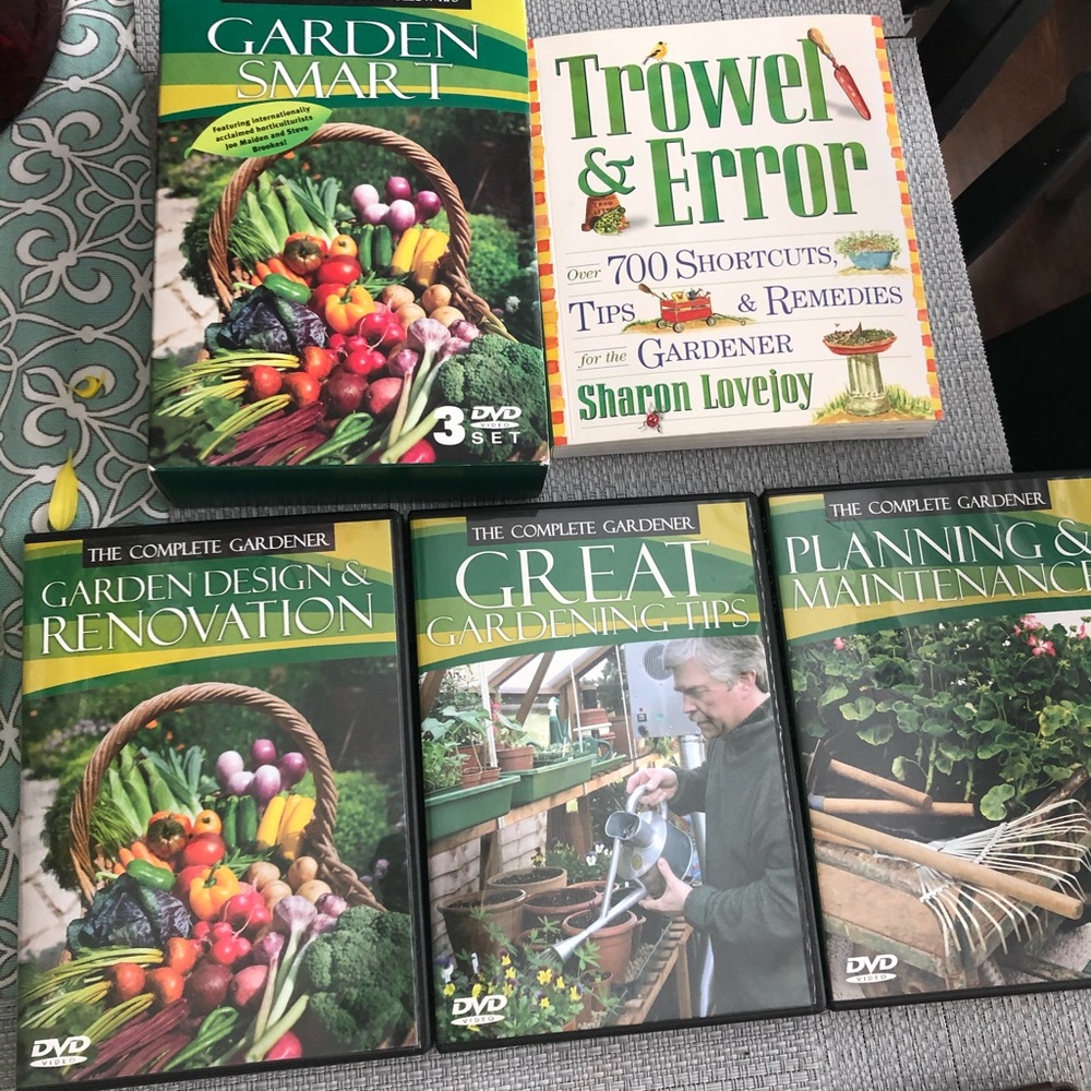Gardening book and set of three DVD